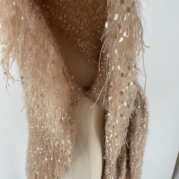 NWT Muche et Muchette Opa Rose Gold Fringed Textured Knit Cardigan Shawl OS - Picture 7 of 11
